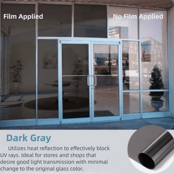 Premium 6 - Layer Dark Grey Window Film for Home/Office – Reflective One - Way Privacy, 50cm x 2m One Roll, UPF 50+ UV Block,With Full Install Tools - RnR Galore