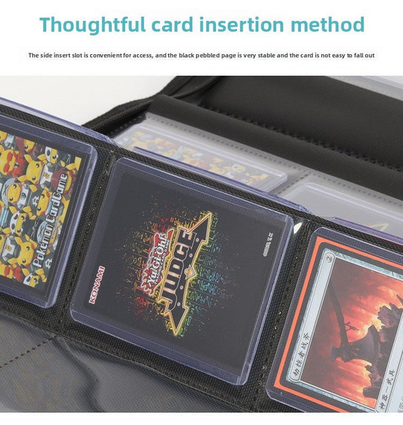 Premium Toploader Binder 9 Pocket 216 Capacity Trading Card Album Zippered PU Leather Storage Holder for Sports TCG & AFL Cards Black - RnR Galore