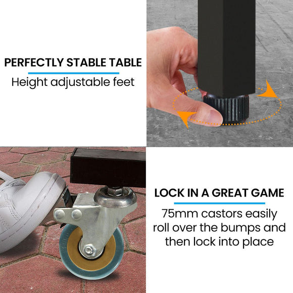 Proflex Premium Outdoor Table Tennis Table, with 4 Player Ping Pong Paddle and Pingpong Ball Pack - RnR Galore