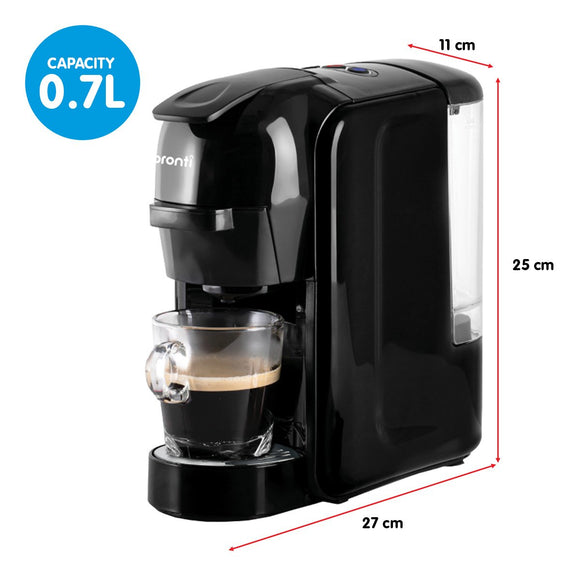 Pronti HomeMaid 3 - in - 1 Coffee Machine Multi - Capsule Pods and Ground Coffee Nespresso & Caffitaly Compatible CM - 511HM - RnR Galore