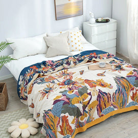 Pure Cotton Multi - Layer Gauze Blanket(Classic A, 150 cm x 200 cm) - Lightweight, Ultra - Breathable, and Moisture - Wicking Summer Quilt for Hot Sleepers - RnR Galore