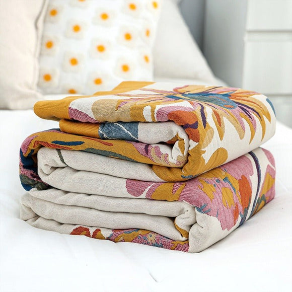 Pure Cotton Multi - Layer Gauze Blanket(Classic A, 230 cm x 200 cm) - Lightweight, Ultra - Breathable, and Moisture - Wicking Summer Quilt for Hot Sleepers - RnR Galore