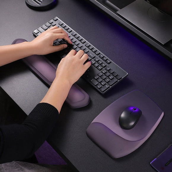 Purple Comfortable Memory Foam Wrist Rest Set – Ergonomic Mouse Pad & Keyboard Hand Support for Office and Home Use - RnR Galore
