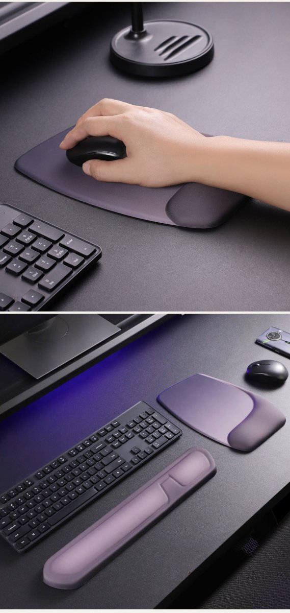 Purple Comfortable Memory Foam Wrist Rest Set – Ergonomic Mouse Pad & Keyboard Hand Support for Office and Home Use - RnR Galore
