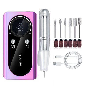 Purple Professional Rechargeable Nail Drill Machine - 45000RPM Portable E - File Kit for Acrylic, Gel, Polishing & Manicure - RnR Galore