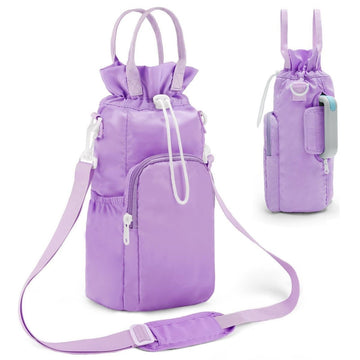 Purple Protective Crossbody Water Bottle Holder with Pockets, Fits 40oz Stanley Tumbler - RnR Galore