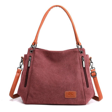 Purple Women's Canvas Hobo Handbag Large Shoulder Tote Bag Adjustable Crossbody Strap Casual Purse 40cm for Work School Travel - RnR Galore
