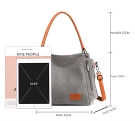 Purple Women's Canvas Hobo Handbag Large Shoulder Tote Bag Adjustable Crossbody Strap Casual Purse 40cm for Work School Travel - RnR Galore