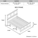 Queen Bed Frame in Solid Wood with Slats Support in Grey colour - RnR Galore