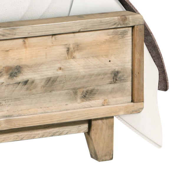Queen Size Wooden Bed Frame in Solid Wood Antique Design Light Brown - RnR Galore