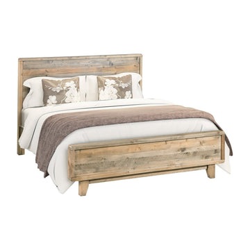 Queen Size Wooden Bed Frame in Solid Wood Antique Design Light Brown - RnR Galore