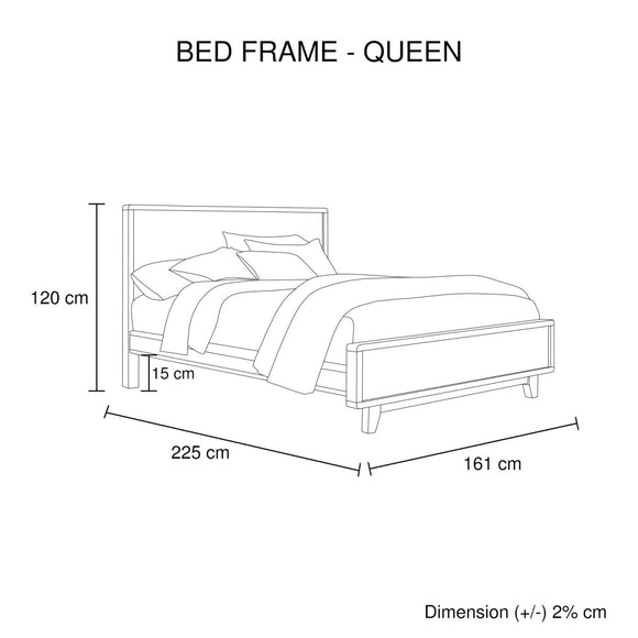 Queen Size Wooden Bed Frame in Solid Wood Antique Design Light Brown - RnR Galore