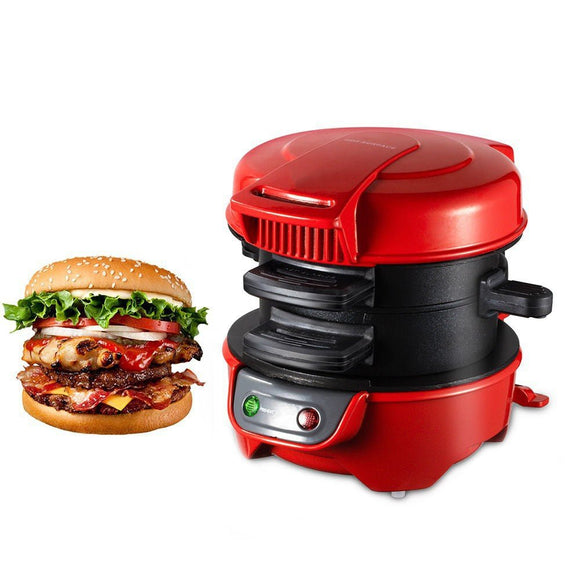 Quick & Easy Multi - Layer Sandwich & Burger Maker with Egg Cooker Plate(red) - RnR Galore