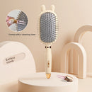 Rabbit ear comb Soft Touch Air Cushion Hair Brush with Built - in Cleaning Claw Detangling Massage Comb for Wet and Dry Hair Gentle Scalp Care - RnR Galore