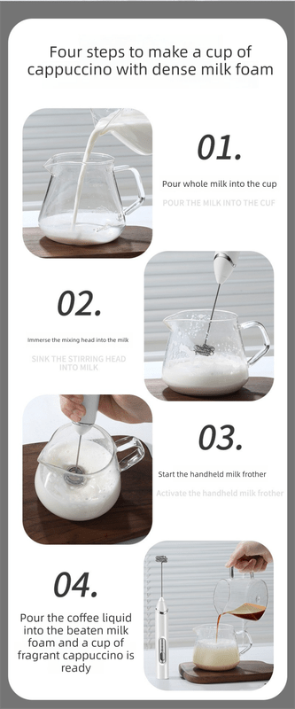 Rechargeable 3 - in - 1 Handheld Milk Frother Set - Electric Whisk with Egg Beater & Mixing Hook - 3 Speed Adjustable Foam Maker for Coffee, Lattes, Baking & Baby Food (White) - RnR Galore
