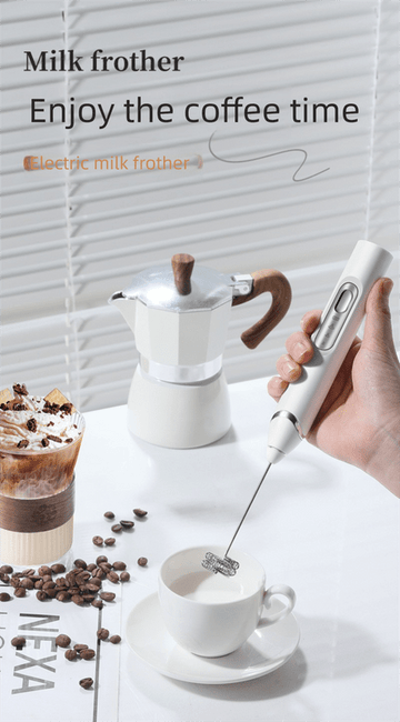 Rechargeable 3 - in - 1 Milk Frother Set with Metal Stand - Handheld Electric Whisk, Egg Beater & Mixing Hook - 3 Speed Foam Maker for Coffee, Lattes & Baking (Black) - RnR Galore