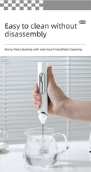 Rechargeable 3 - in - 1 Milk Frother Set with Metal Stand - Handheld Electric Whisk, Egg Beater & Mixing Hook - 3 Speed Foam Maker for Coffee, Lattes & Baking (White) - RnR Galore
