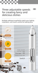Rechargeable Electric Milk Frother Handheld - 3 Speed Adjustable Foam Maker with 2 Stainless Steel Whisks - Portable Coffee Mixer & Egg Beater for Flat Whites, Lattes & Baking (White) - RnR Galore