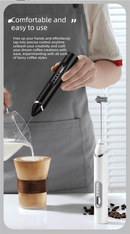 Rechargeable Electric Milk Frother Handheld - 3 Speed Adjustable Foam Maker with 2 Stainless Steel Whisks - Portable Coffee Mixer & Egg Beater for Flat Whites, Lattes & Baking (Black) - RnR Galore