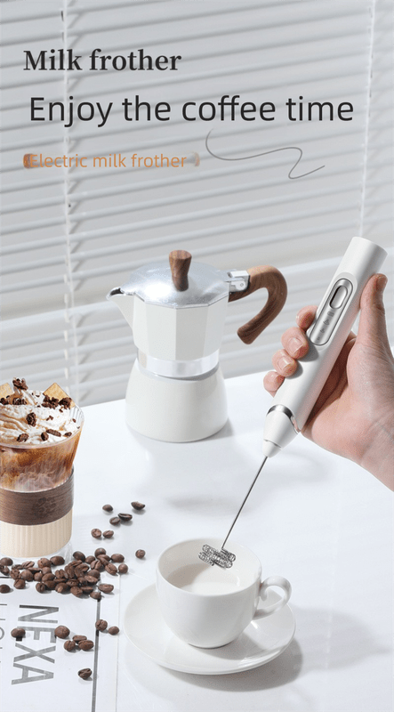 Rechargeable Electric Milk Frother Handheld - 3 Speed Adjustable Foam Maker with 2 Stainless Steel Whisks - Portable Coffee Mixer & Egg Beater for Flat Whites, Lattes & Baking (White) - RnR Galore