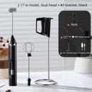 Rechargeable Electric Milk Frother with Metal Stand - Handheld Foam Maker & Egg Beater Set - 3 Speed Mixer with 2 Stainless Steel Whisks for Flat Whites, Lattes & Baking (Black) - RnR Galore