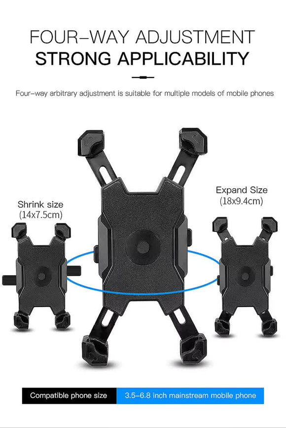 Red and Black Secure Grip Bike Phone Mount - Adjustable 360 Rotation Bicycle Handlebar Holder, Universal Cradle for MTB & Road Cycling - RnR Galore