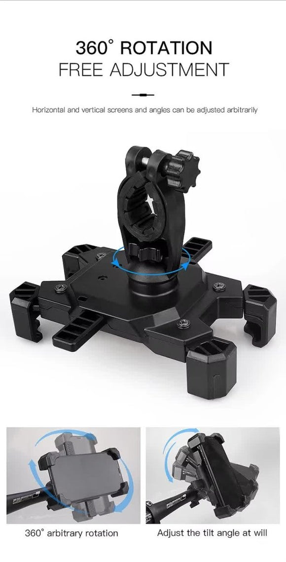 Red and Black Secure Grip Bike Phone Mount - Adjustable 360 Rotation Bicycle Handlebar Holder, Universal Cradle for MTB & Road Cycling - RnR Galore