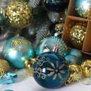 Red and white 44 - Piece Assorted Christmas Baubles Set with Elegant Designs in Wooden Gift Box - 3 - 6cm Decorative Ornaments for Tree, Home & Holiday Display - RnR Galore