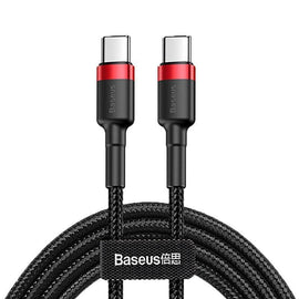 Red Black Baseus 60W 100W USB C to Type C Charger Cable PD Fast Charge For Samsung - 2m 100w - RnR Galore