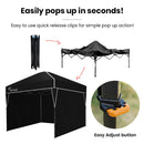 RED TRACK 3x3m Ultra Compact Folding Gazebo, Walls, Carry bag, Portable Outdoor Popup Marquee for Camping Beach, Black - RnR Galore