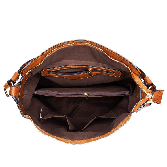 Red Womens Soft PU Leather Hobo Bag - Large Casual Tote Handbag with Adjustable Crossbody Strap - RnR Galore