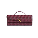 Retro Woven Baguette Handbag for Women Suede Texture PU Leather Shoulder Crossbody Bag Elegant Evening Clutch Burgundy - RnR Galore