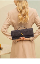 Retro Woven Baguette Handbag for Women Suede Texture PU Leather Shoulder Crossbody Bag Elegant Evening Clutch Khaki - RnR Galore