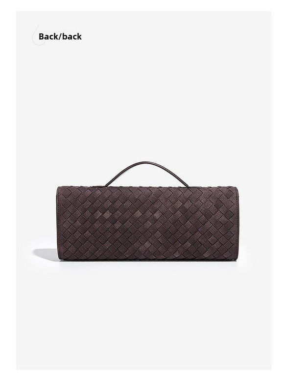 Retro Woven Baguette Handbag for Women Suede Texture PU Leather Shoulder Crossbody Bag Elegant Evening Clutch Olive green - RnR Galore