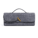 Retro Woven Baguette Handbag for Women Suede Texture PU Leather Shoulder Crossbody Bag Elegant Evening Clutch Warm gray - RnR Galore