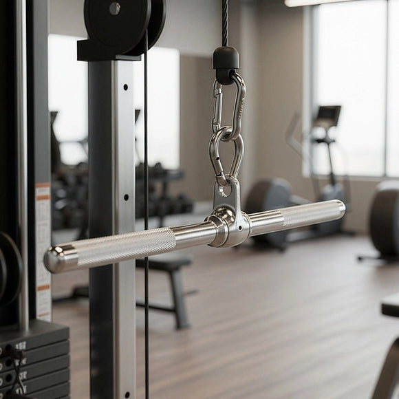 Revolving Straight Bar – Gym Cable Attachment for Tricep, Bicep & Pulley Workouts - RnR Galore