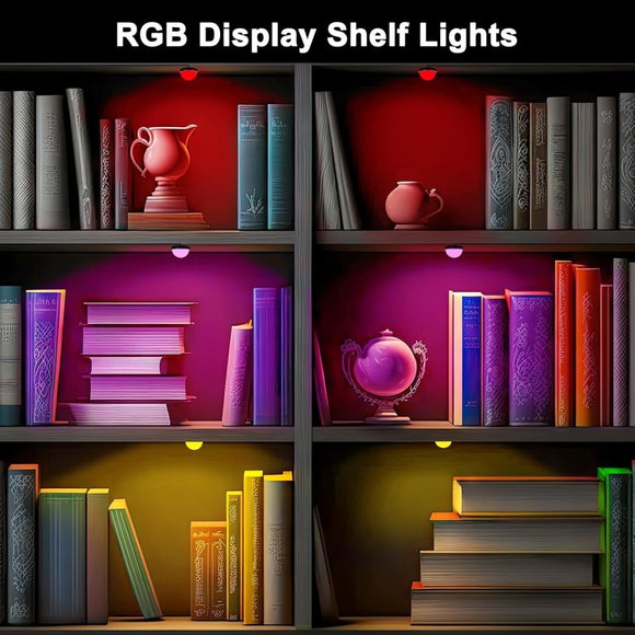 RGB Single LED Kitchen Under Cabinet Puck Light,Color Changing LED Under Cabinet Lights Kit,Aluminum Slim Multi Color Wired Display Cupboard Light for Kitchen 2 PCS - RnR Galore