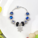 Rhinestone Blue Cat’s Eye Starry Glaze Beads Bracelet with Snowflake Pendant(19cm) - RnR Galore
