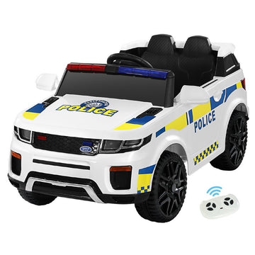 Rigo Kids Electric Ride On Patrol Police Car Horn Music Remote White - RnR Galore