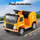 Rigo Kids Ride On Car Garbage Truck Police Light 12V Electric Toys Cars Yellow - RnR Galore