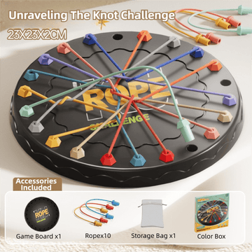 Rope Tangle Challenge Game (23x23CM) - Logic & Focus Educational Toy, Critical Thinking Puzzle for Kids & Family Interactive Fun - RnR Galore