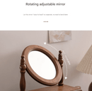 Round Mirror with Drawer Orbicular Wooden Tabletop Vanity Mirror Elegant Design - RnR Galore