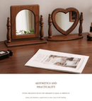 Round Mirror with Drawer Orbicular Wooden Tabletop Vanity Mirror Elegant Design - RnR Galore