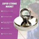 Round Neodymium Fishing Magnet with Countersunk Hole and Eyebolt, 500 LBS pull - RnR Galore