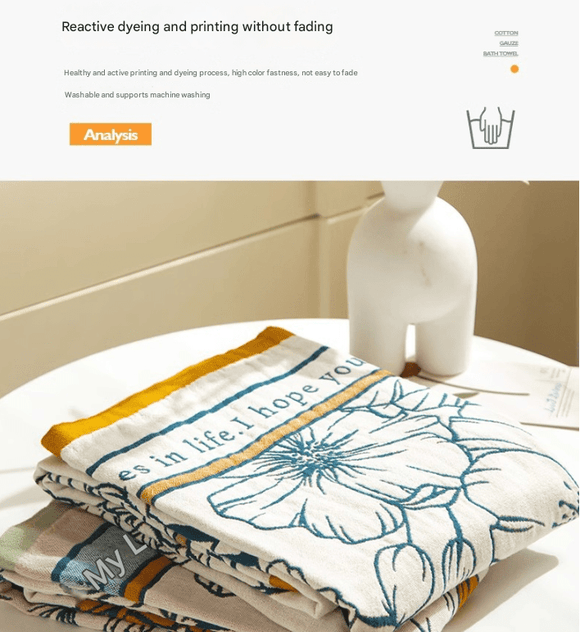Rural breeze 40S Pure Cotton Gauze Bath Towel - Extra Large, Thick, Soft, and Highly Absorbent for Adults - RnR Galore