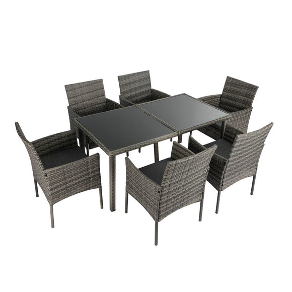 Rural Style Outdoor Grey Wicker 6 Seater Dining Set - RnR Galore