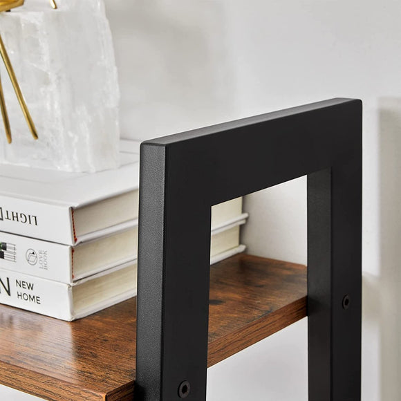 Rustic brown and black steel Metal Frame 4 Tier bookshelf - RnR Galore