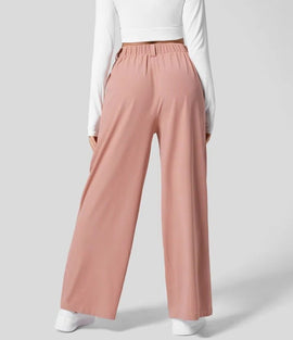 S Pink Drapey High - Waist Wide - Leg Trousers - Loose Fit Casual Long Pants for Women - RnR Galore