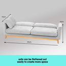 Sarantino 3 Seater Faux Velvet Sofa Bed Couch Furniture Light Grey - RnR Galore