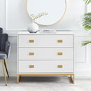 Sarantino Amara Chest of Drawers Tallboy Dresser in White/Gold - RnR Galore